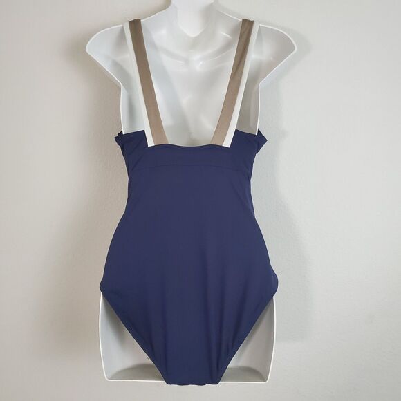 Esprit Women's Swimsuit Large Navy Blue One Piece Summer Beach Old Money Vacay - Picture 8 of 11